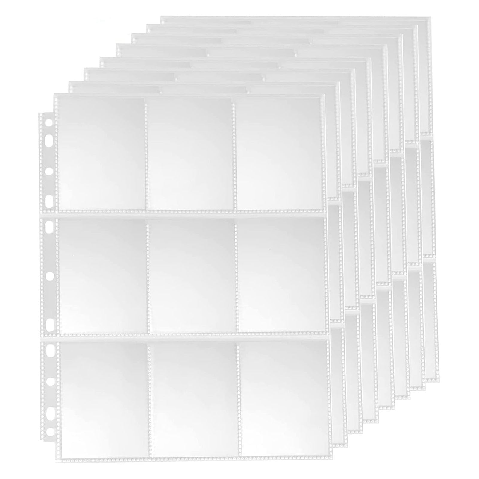 324 Pocket Trading Card Sleeves, 18 Sheets Double-Sided 9 Pocket 11 Holes Card Sleeves Card Binder Fit 3 Ring Binder Trading Card Binder for Game Sports Cards