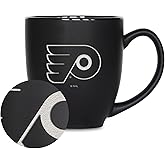 Rico Industries NHL Hockey 15oz Matte Black Ceramic Bistro Mug