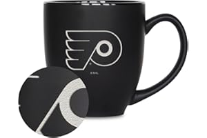 Rico Industries NHL Hockey 15oz Matte Black Ceramic Bistro Mug
