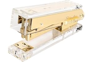 Swingline Compact Clear Acrylic Gold Stapler, 20 Sheet Capacity, Half Strip, Transparent Desk Stapler (S700000A)