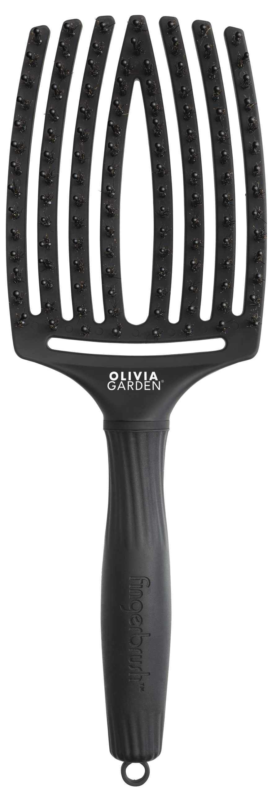 Olivia Garden - Fingerbrush Care Iconic Boar & Nylon Full Black HairBrush - Large