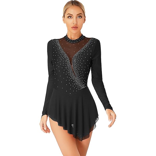 Figure Skating Dress IEFIEL Girls Rhinestone Lyrical Dance Dress