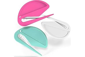 MAGICIANSBOX Letter Opener Envelope Slitter,3 Pack Plastic Envelope Opener Mail Opener,Portable Wrapping Paper Cutter Package Opener,3Pack (Rose Red/Cyan/White)