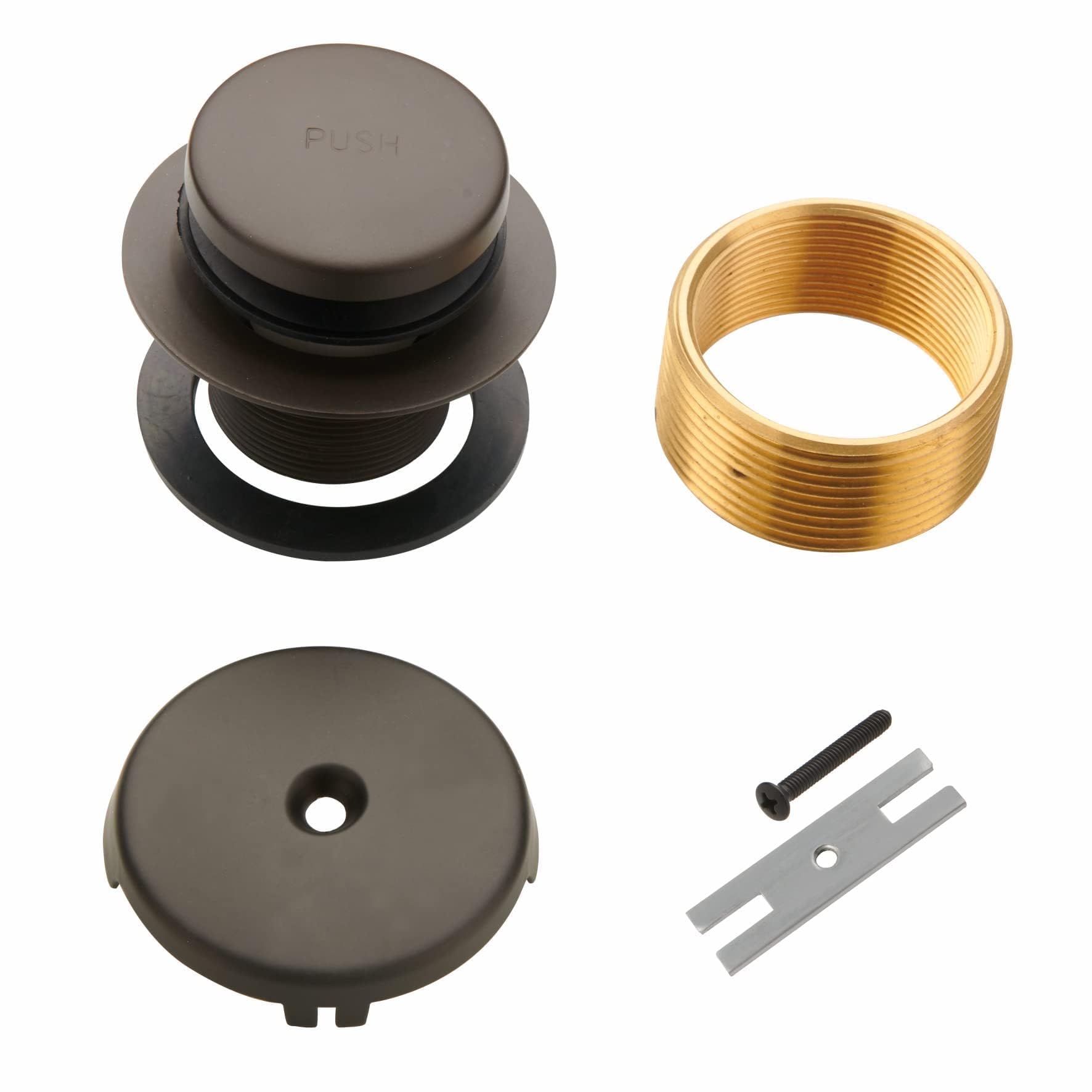 Photo 1 of Wellup Tub Drain Bronze Tip Toe Bathtub Drain Conversion Kit Assembly, Replacement Bath Drain Trim Kit with Single Hole Overflow Faceplate and Fine/Coarse Thread, Oil Rubber Bronze(ORB)