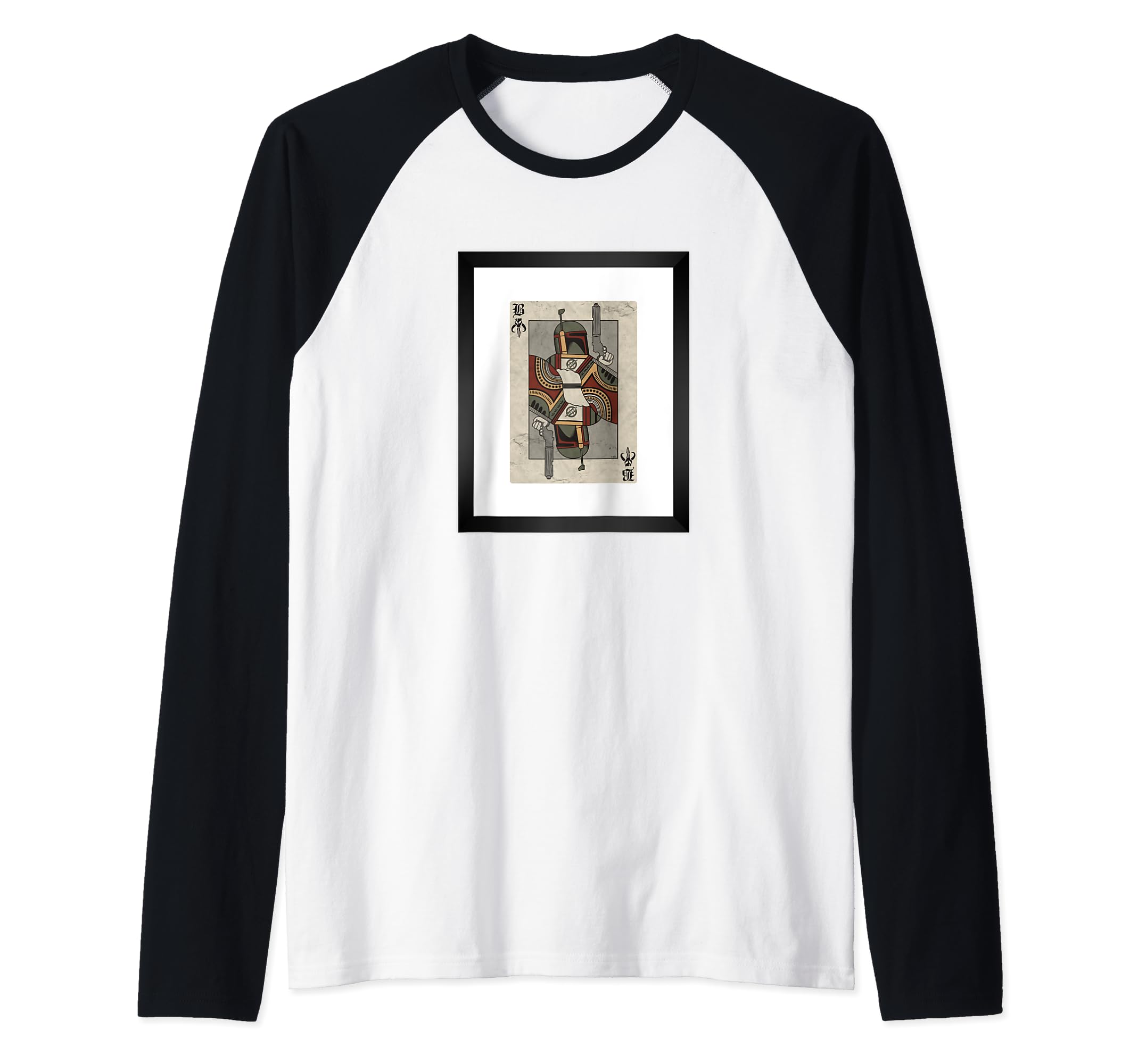 Star Wars Boba Fett Playing Card Raglan Baseball Tee
