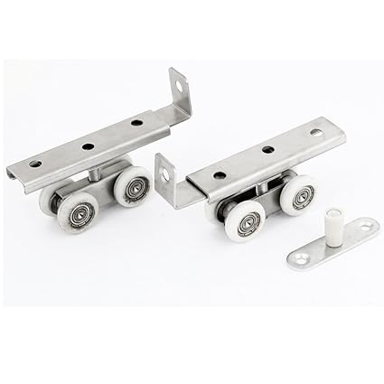 Buy 2 Pcs White 4 Wheel Wardrobe Closet Metal Sliding Door Rollers