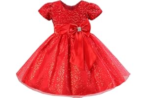 BAOHULU Toddler Girls Christmas Party Dress Bow Elegant Brilliant Tulle Lace Bridesmaid Wedding Birthday Dress 2-8 Years