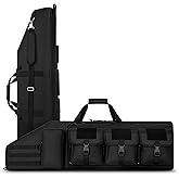 DULCE DOM Double Rifle Case 36 38 42 44 48 inch, Tactical Backpack for Range & Hunting, Soft Gun Bag with Movable Divider, Multiple Magazine & Accessory Pouches