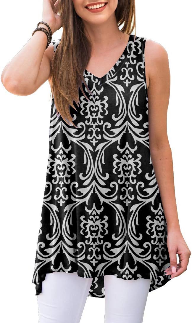 AWULIFFAN Women's Summer Sleeveless V-Neck T-Shirt Tunic Tops Blouse Shirts
