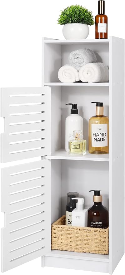 aimu Bathroom Floor Storage Cabinet Small Waterproof Corner Cabinet White