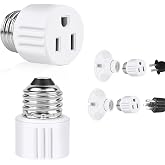 Outlet Light Socket Adapter,Screw in Outlet Socket,E26 Light Bulb to Outlet Socket Converter,Light Bulb Plug Adapter for Porch Light Socket,Camera,Garage Light (1)