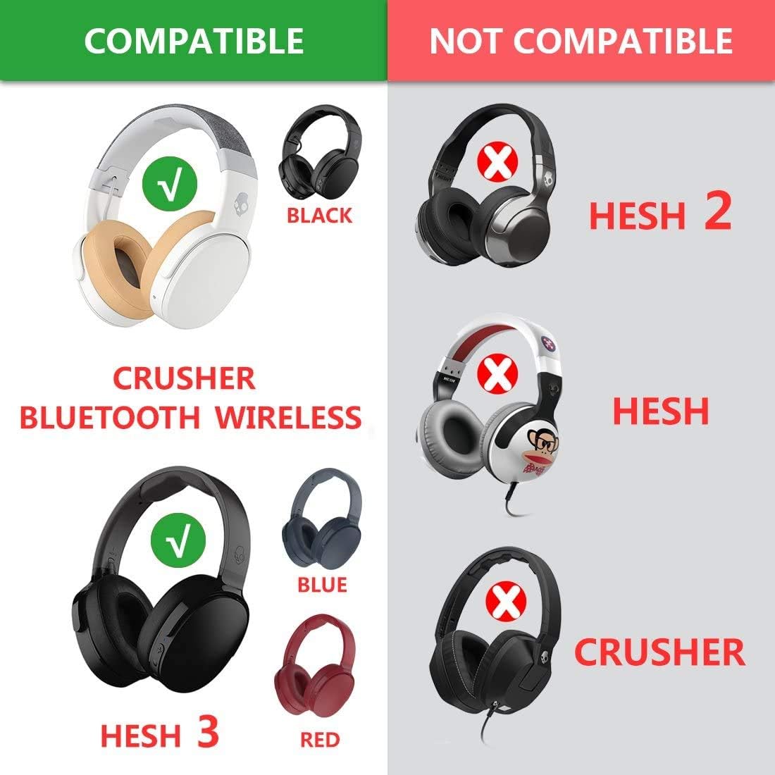 Geekria Replacement Ear Pads for Skullcandy Crusher Wireless/Crusher EVO/Crusher ANC, Hesh 3 / Hesh EVO, Hesh ANC, Venue ANC - Image 5