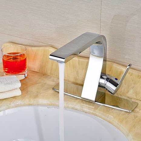 Cubierta de latón cromado baño montado en la cuenca de agua de grifo