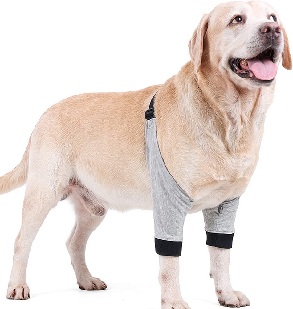 MeiAOBest Dog Front Leg Joint Protector Sleeve,Elbow Sleeves with Pad for Medium Large Dogs Prevent Licking Wound_S(Grey) — image 1