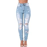 Women's High Waisted Jeans for Women Distressed Stretch Jeans for Women Ripped Butt Lift Jeans Denim Pants