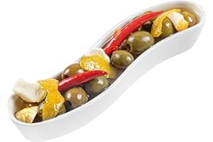 Restaurantware-Swerve 6 Ounce Olive Plate, 1 Curved Olive Tray - Large, Chip Resistant, White Porcelain Canoe, Dishwasher Saf