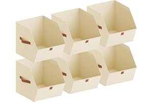 DIMJ Closet Organizers and Storage Bins - 6 Pack Collapsible Trapezoid Storage Baskets with 3 Handles, Fabric Decorative Cube