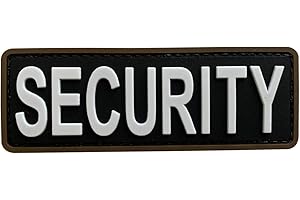 uuKen Small Security Tab Black and White Tactical PVC Patch 4x1.4 inches with Hook Fastener Back for Jacket or Enforcement Plate Carrier or Tactical Vest and Uniforms