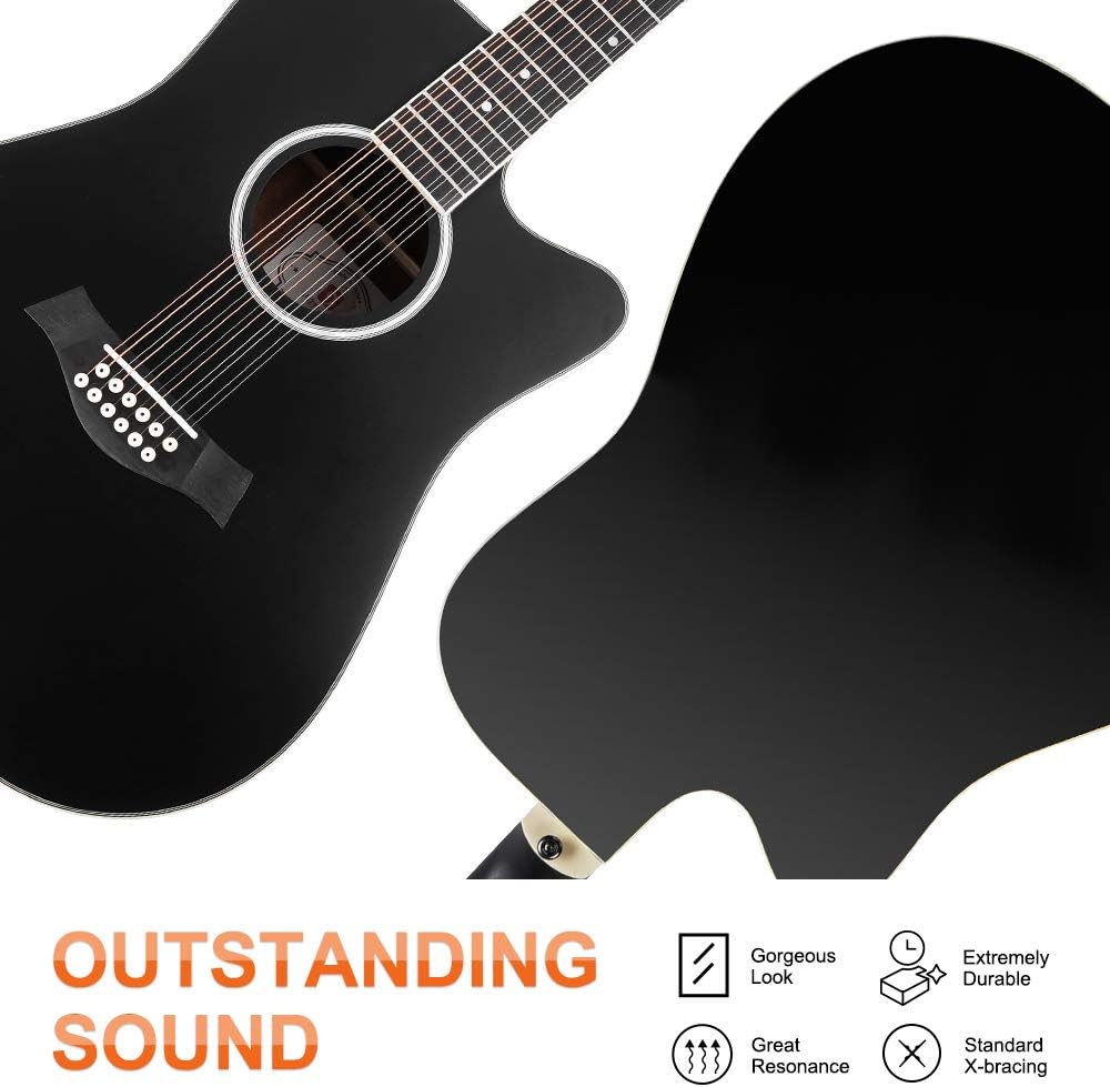 Vangoa 4/4 Acoustic Guitar Beginner Set Adult Full Size Cutaway Folk Guitar Starter Kit 41 inches with Gig Bag, Picks - Image 3