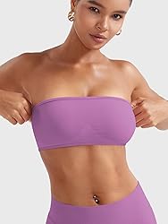 YEOREO Women Strapless Bandeau Sports Bra Padded