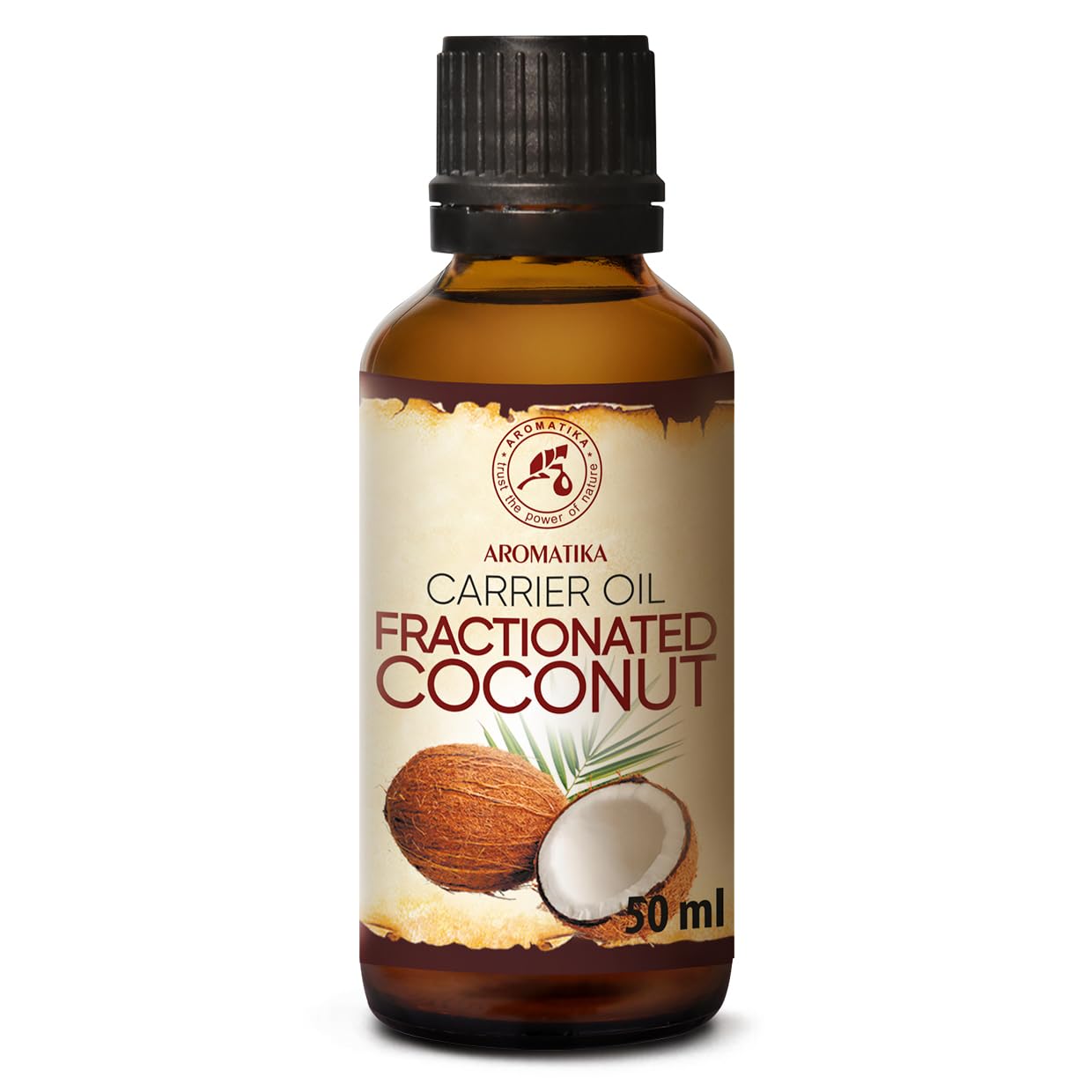 Coconut Oil 50ml - Cocos Nucifera Oil - Germany - 100% Pure & Natural Fractionated Coconut Oils Odourless - Best Benefits for Hair - Skin - Body - used for Massage - Glass Bottle