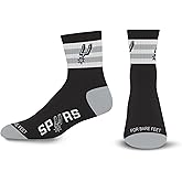For Bare Feet NBA mens Nba 5 Stripe Logo Quarter Sock Large