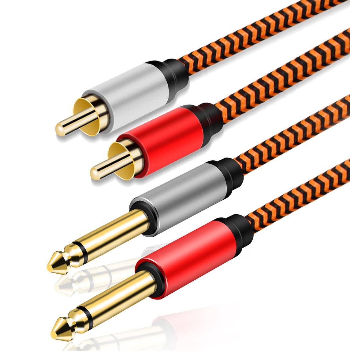 Youii Dual 1/4 inch TS to Dual RCA Stereo Audio Interconnect Cable, Gold Plated Heavy Duty 2X 6.35mm 1/4 inch Male TS to 2 RCA Male Adapter Cable. (3m)