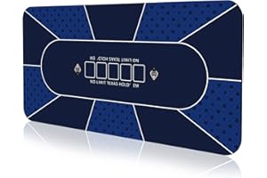 YUZPKRSI 70 x 35 Inch Poker Mat, 8 Players Texas Hold'em Poker Rubber Mat Poker Topper for Tables, Folding Portable Poker Table Top Layout w/Carrying Bag for Poker Games, Blackjack, Casino (70 x 35 Inch-Blue)