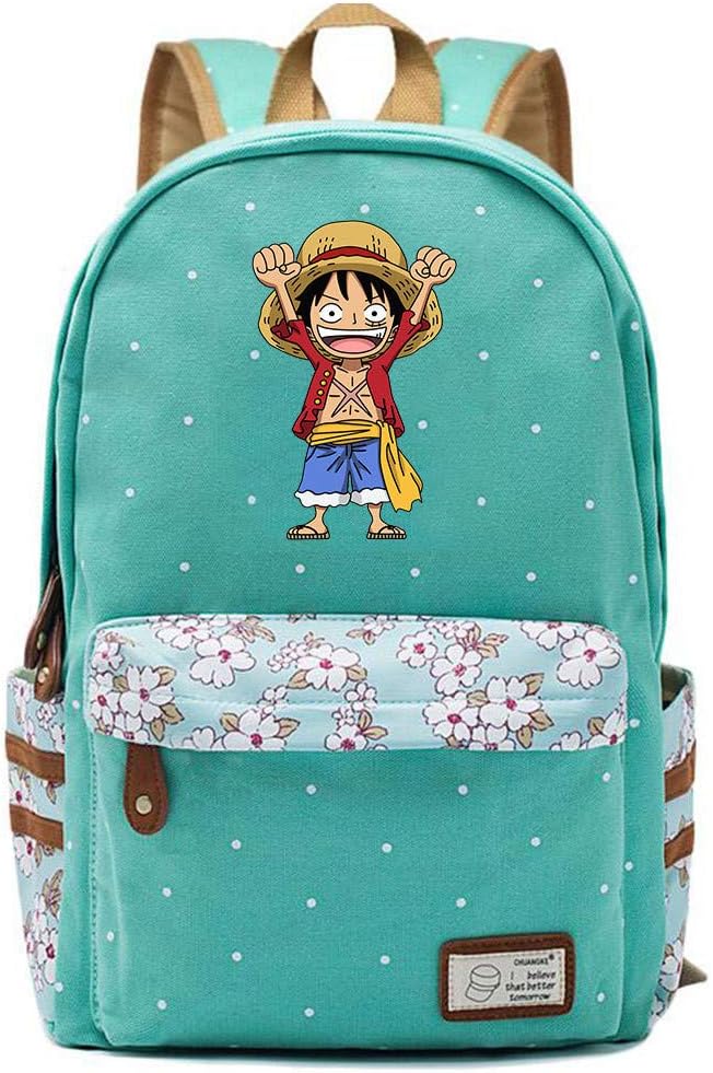 One Piece Anime Floral Wave Point Casual Rucksack Schoolbag Laptop Backpack Daypack Satchel Knapsack College Bag Book Bag