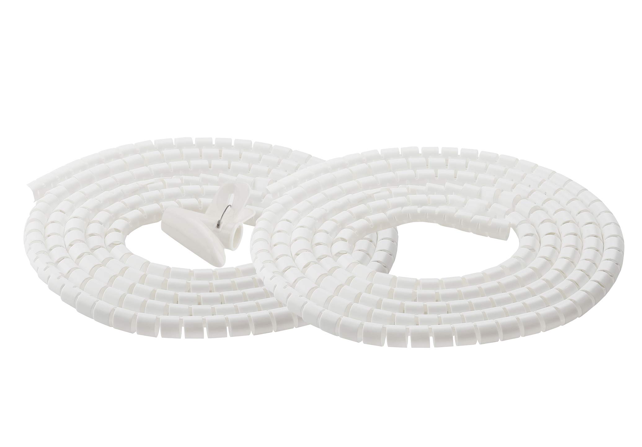 Chengsi Cable Management Sleeve 19.7ft Cable Organizer Coiled Tube Wire Wrap Cable Sleeve for Home Office PC TV White