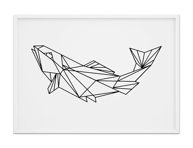 Fine Art Wandbild Origami Tier Poster Schwarz Weiß