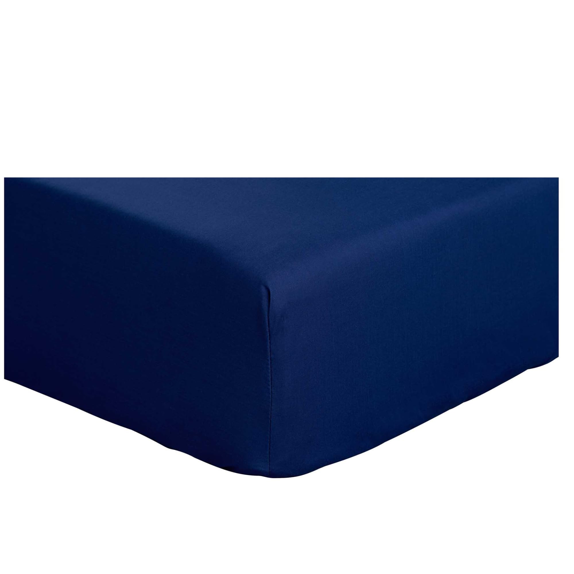 LUXURANGE® Super King Fitted Sheet Navy Blue, with 30cm Depth Pocket, 100% Polycotton, Hotel Quality Easy Care Plain Dyed Soft, Sweat-absorbent and Breathable (Super King, Navy Blue)