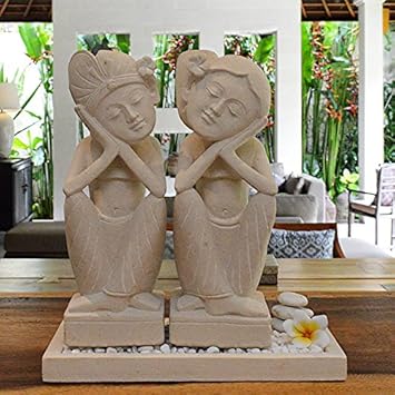 Amazon 石像 オブジェ 庭 置物 石彫り ストーン バリ雑貨 アジアン