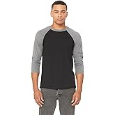 Unisex Three-Quarter Sleeve Baseball Tee - Deep Heather/ Black