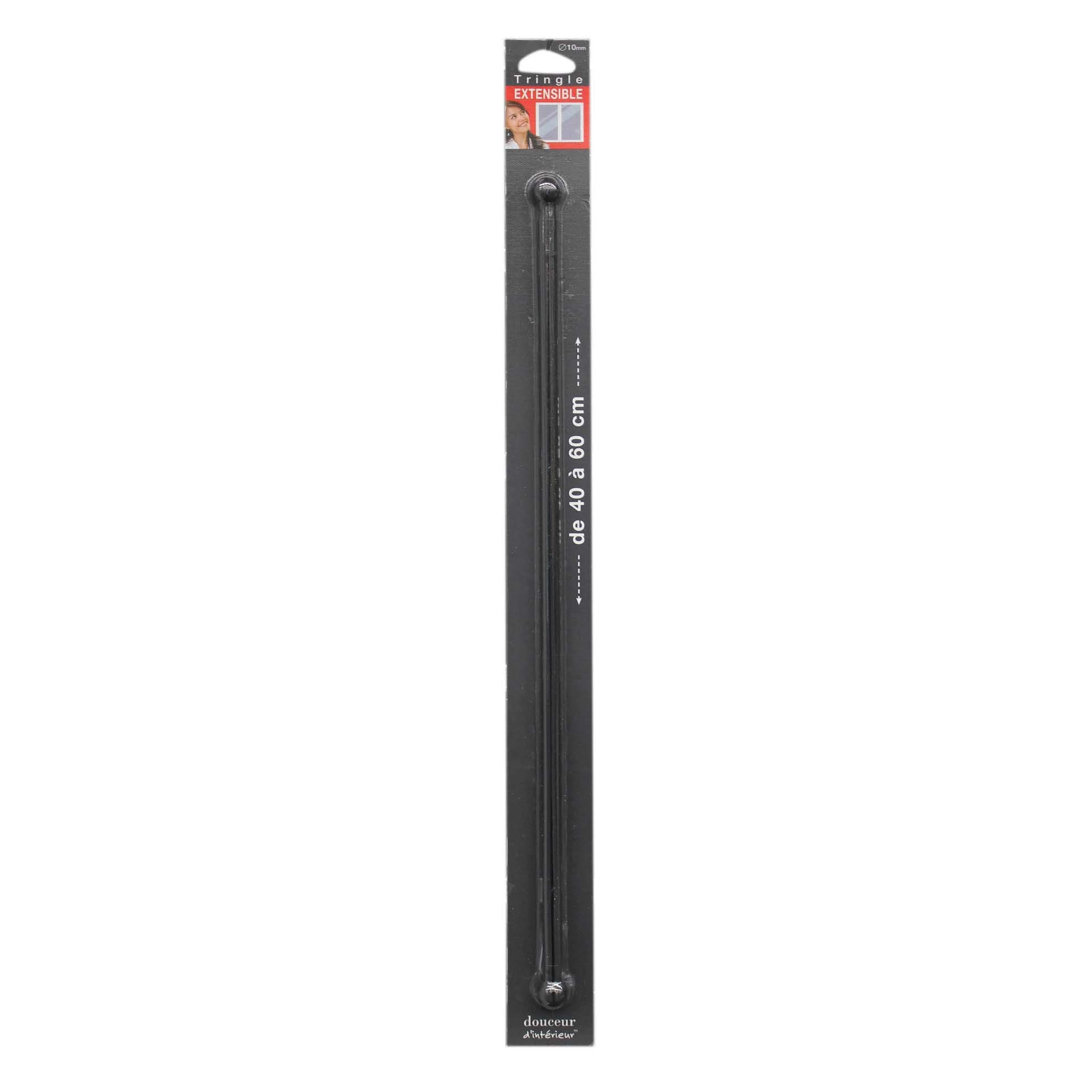 Douceur Interieur Bolla Decorative Extendable Curtain Rod 10 mm, Charcoal Grey, 40 < 60 cm