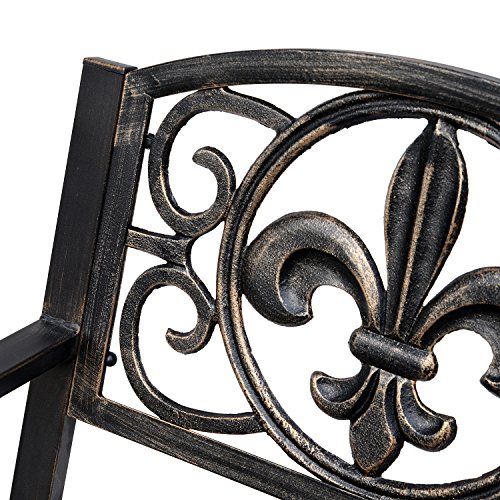 Outsunny Schaukelstuhl Gartenstuhl Schwingsessel antik Garten Metall Bronze B60 x T73 x H85cm – Bild 8