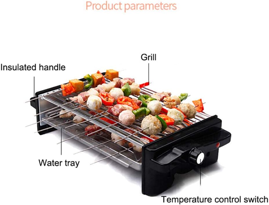 review Smokeless Electric Grill, Water Tray, Temperature Adjustment, Non-stick Coating, Party BBQ (1200W)