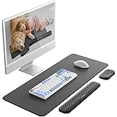 Vaydeer Wrist Rest for Keyboard and Mouse with Desk Mat, 3-in-1 Computer Ergonomic Wrist Support Set, Memory Foam Extended Desk Pad for Typing and Gaming, Arm Palm Hand Laptop Cushion Office Home