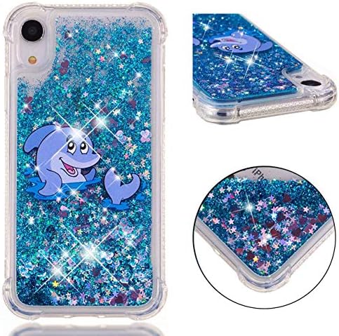 TOYYM Shockproof Case for iPhone Xs Max,Bling Liquid Glitter Case Air Cushion Drop Resistant Soft TPU Bumper Gel Protective Case Cover Compatible with iPhone Xs Max,Dolphin