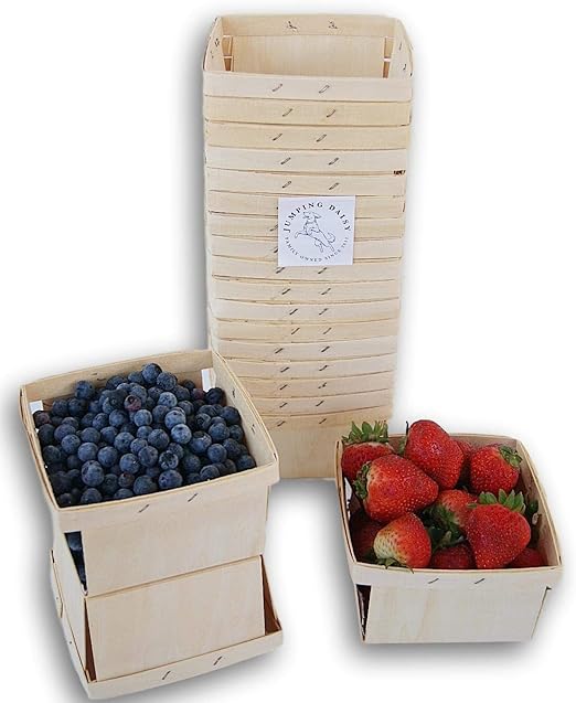 Quart Square Vented Wooden Berry Baskets Set of 20 Toys