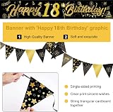 Yontree 14-Piece 18th Birthday Decoration Kit Gold Black 9ft Banner view 4