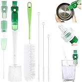 XYFuuee 5Pcs Water Bottle Cleaner Brush Set 5 in 1 Cup Straw Cleaning Brush | 14" Long Handle Bottle Brush for Stanley/Owala/Yeti, 3 Straw Brush, Removable Nipple Detail Washer Brush for Narrow Lid Gap