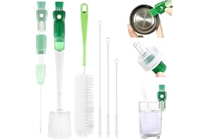 XYFuuee 5 Pack Bottle Brush Set, 5 in 1 Water Bottle Cleaning Brush, Long Handle Narrow Wine Cup Cleaner, 3 Straw Brushes for Stanley, Travel Nipple Lid Gap Detail Washer Brush