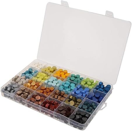 Amazon Wanl シーリングワックス 700 八角形小粒 封蝋 封筒 手紙 招待状 封印 ワックスビーズ 透明収納ボックス付き C シーリングワックス 文房具 オフィス用品