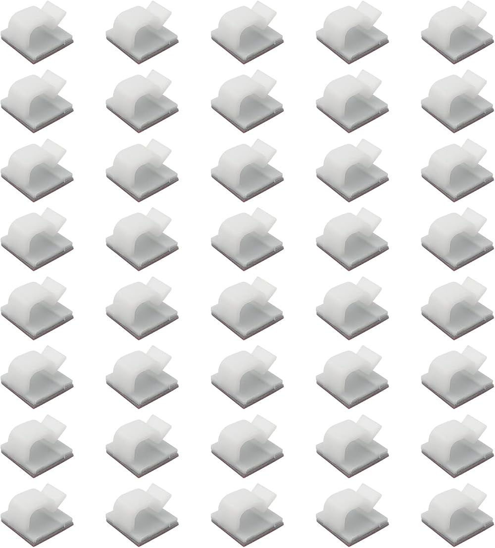 ALLY-MAGIC White Adhesive Cable Clips Organizer Wire Management for Desk Home