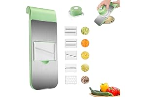 Multifunctional Vegetable Cutter, 6-in-1 Vegetable Cutter, Mandoline Slicer for Kitchen with Slide-On Hand Guard & Food Holde