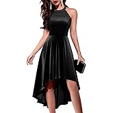 Dressystar 2025 Womens Velvet Cocktail Party Dresses Halter High Low Formal Wedding Guest Holiday Prom Dress for Women