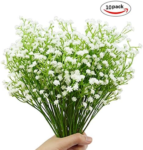 Artificial Flowers,Govine 10pcs Gypsophila Baby Breath Bouquets Artificial Flowers for Outdoors Wedding Festival Home Decor