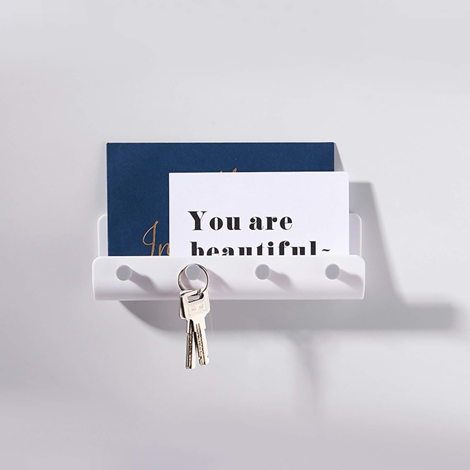 AUEAR, Mail Wall Mount Letter Holder with 4 Key Hooks