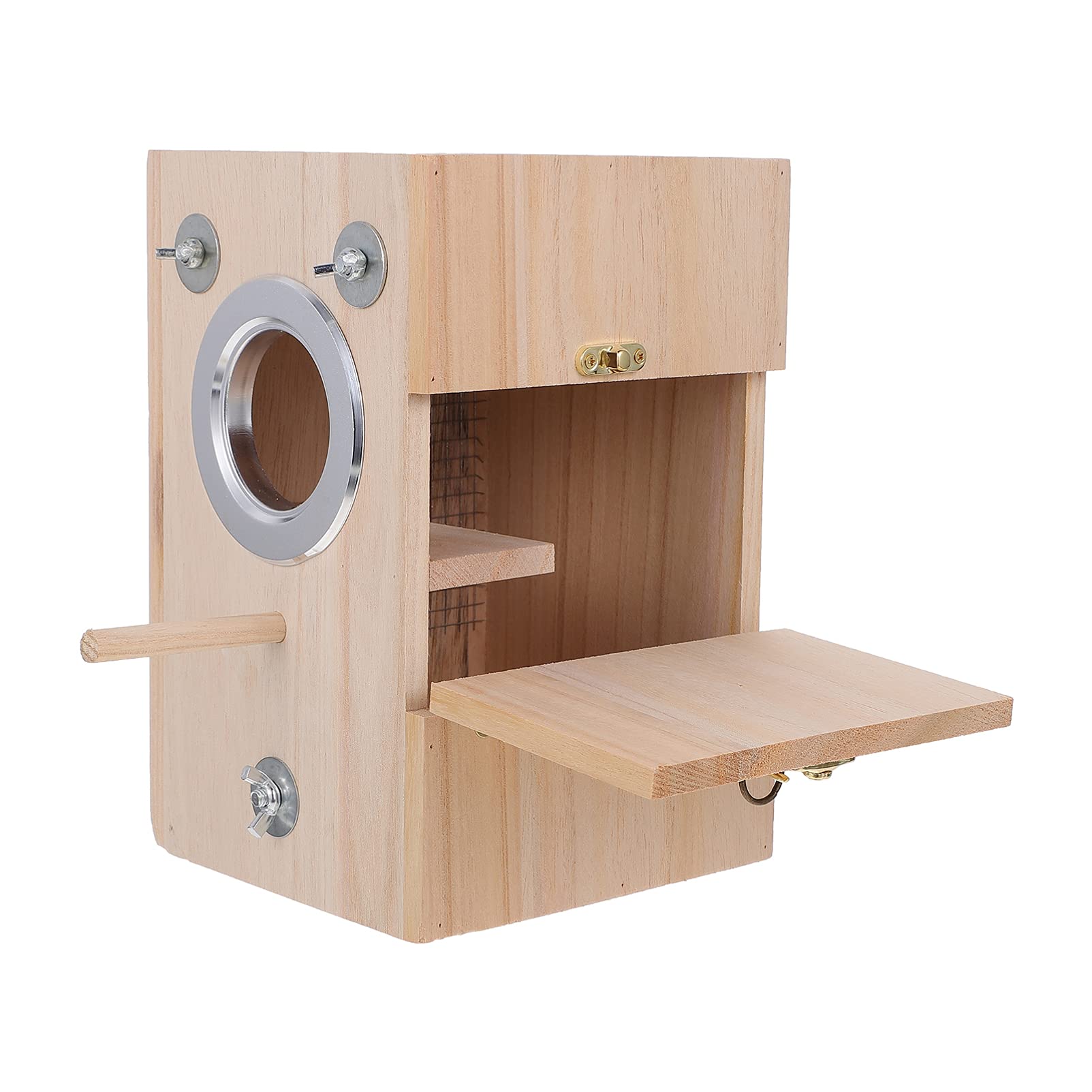 POPETPOP Parrot Breeding Box Wooden Parakeet Nesting Box Bird House Mating Box Cage for Lovebirds Cockatoo Budgie Finch Canary